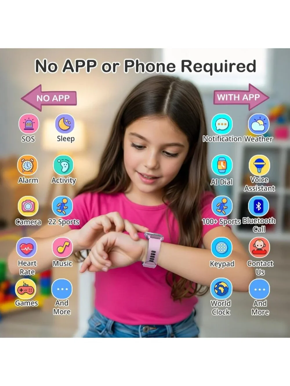 Waterproof Kids Smart Watch for Girls - Fitness Tracker & Sports Activity